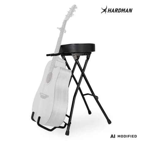 Hardman SB207 gitarrenfußbank mit Fußstütze und Gitarrenhalter.