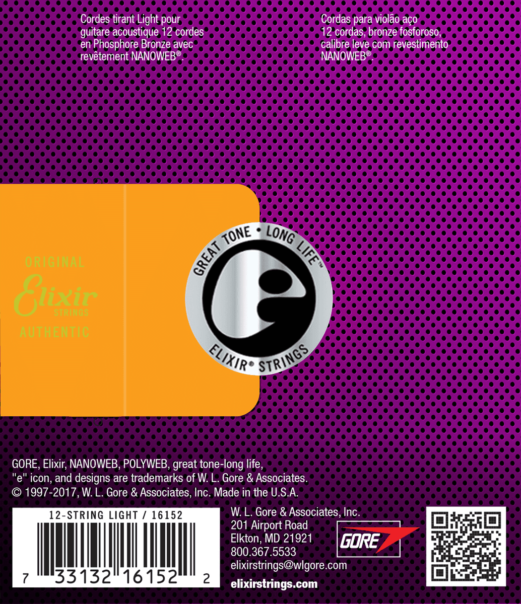 Elixir Nanoweb Phosphor Bronze Gitarrensaiten (12-String, 10-47)