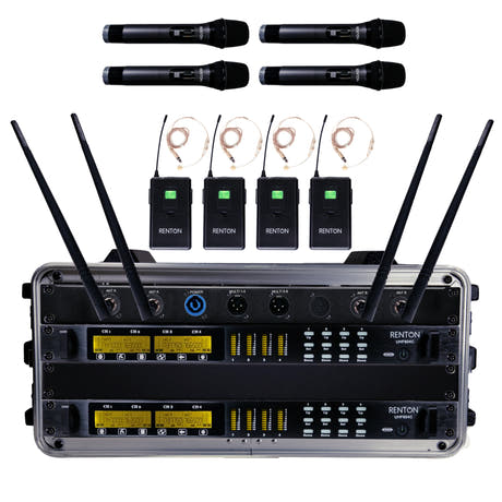 Renton Rack Trådløst Kombi System (4 Håndholdt + 4 Headset)